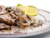 Chicken Steaks with Mushroom Sauce and Processed Cheese