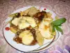 Oven-Baked Steaks with Potatoes and Processed Cheese