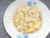 Картофи с пилешко бутче, джинджифил и спагети