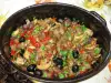 Chicken Hearts with Mushrooms, Peppers and Olives