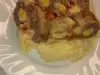 Руло Стефани с картофено пюре и печени чушки