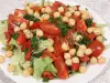 Salata od leblebija sa pečenim paprikama i zelenom salatom