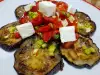 Salat mit Auberginen, Tomaten und Knoblauch