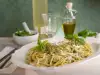 Spaghetti with Green Pea Pesto