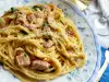 Spaghetti Carbonara met spek en kookroom