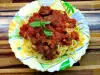 Спагети с телешки кюфтенца и доматен сос