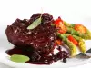 Steak with Red Wine Sauce and Blueberries