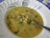 Супа от царевица, грах, морков и лук