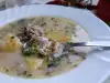 Suppe aus Entenrücken, Suppennudeln und Kartoffeln