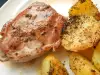 Fried Pork Neck Steaks with Italian Oven-Baked Potatoes