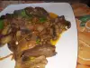 Свински сърца с гъби и зеленчуци на тиган