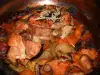 Carne de porc înăbușită cu morcovi și ciuperci