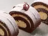 Chocolate Roll with Cream and Almonds