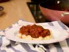 Телешки език в доматен сос с картофено пюре