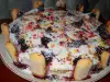 Торта с готови блатове, плодове и къпиново сладко