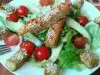 Зелена салата с тофу и чери доматки